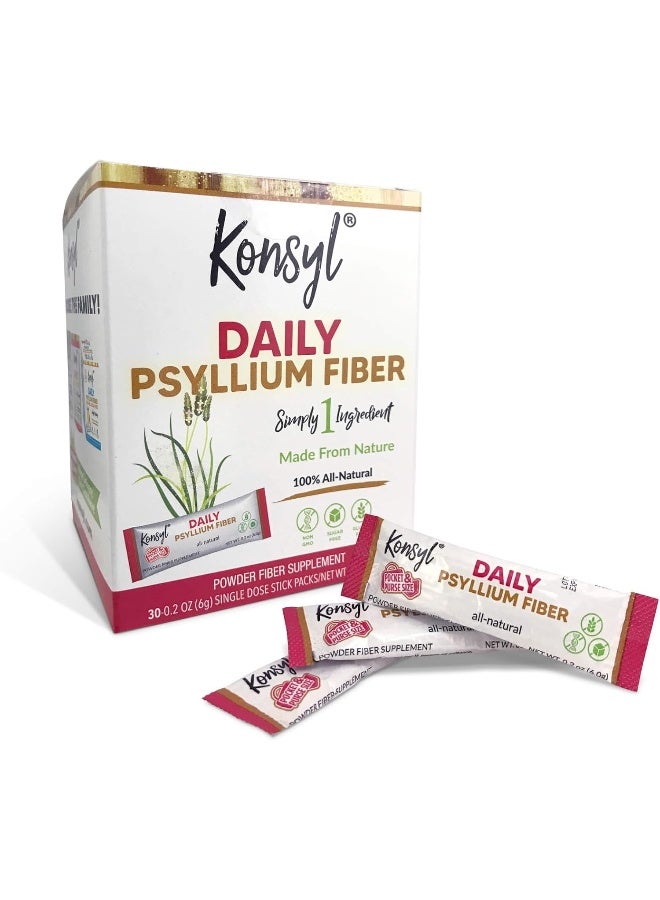 Konsyl Daily Psyllium Fiber Stick Packs - On-The-Go Fiber Supplement Powder - Convenient, All-Natural Soluble Fiber, Gluten-Free & Sugar-Free, Vegan & Keto - 30 Packets - Image 3